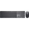 DELL Pro 7 Slim KM726, Wireless, RF wireless + Bluetooth, tasti a forbice, QWERTZ, Nero, Mouse incluso