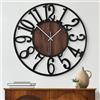 OEM Orologio in metallo e legno nero, alimentato a batteria, silenzioso
