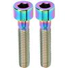 Akozon Bicicletta mandrino a vite, 2 PZ. pezzi M6x30mm Bicicletta Manubrio bulloni per strada Mountain bike Auricolare viti a testa (Iridescente colore) M6 x 30 mm in lega di titanio della Bicicletta manub