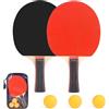 Kiuiom Set di Racchette da Ping Pong,Set da Tennis da Tavolo con 2 Racchette E 3 Palline,Set di Racchette da Ping Pong con Tasca per Dilettanti Principianti Professionisti