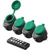 DEWENWILS Prese radio con telecomando esterno, prese programmabili 3680 W, IP44, 4 prese radio, portata 30 m, nero