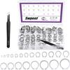 Swpeet 211 pezzi, 21 misure, M4 M28 mm, in acciaio inox, clip a C esterna, con set di pinzette, set di anelli per ritenzione di assi, alberi e altre parti mobili