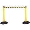 Flexibarrier Set di 2 dissuasori FLEXIBARRIER con sistema di guida per persone - Supporto di blocco giallo - Sicurezza - 3m di lunghezza del cinturino *Nero-Giallo*, Supporto di blocco, Nastro di blocco, Palo di