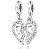 Rimgoris 925 Argento Sterling Charm Donna Bracciali Collana Cranio Cuore Rubino Ciondolo Due Toni Oro Rosa Cuore Gemma Ciondolo Interlock Doppie Stelle e Luna Chiave Angelo Ala Amore Viola