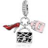 Rimgoris 925 Argento Sterling Charm Donne Bracciali Collana Lucciola Bagliore di Notte Solido Coniglio Cuore Rosa Giorno della Mamma Uovo di Pasqua Libellula Smalto Libellula Uccello Colibrì
