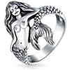 Bling Jewelry Nauticol Marine Life Tropical Beach Nymph Siren Ring per le donne ossidato .925 Sterling Silver 2MM Band