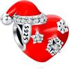 HAEPIAR S925 Sterling Silver Charm per Bracciale Collana Charm Dangle Vetro rosa brillante Wave Regali per donne