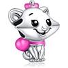 HAEPIAR Ciondolo a forma di gatto in argento sterling 925 con smalto rosa per braccialetti raffigurante Marie degli Aristogatti