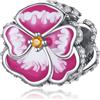 Rimgoris Argento 925 Charm per donna Bracciali Collana Clip di fiori di pansé rosa Dangle Charm regalo