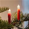 Hellum catena luci albero Natale gocce cera, Made in Germany, candela clip, 30 luci, lunghezza 20,3 m, bianco caldo, fusto rosso, per interni, spina divisibile, non LED <59 lm 814040
