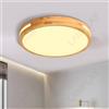 LAMPLAY Lampada Da Soffitto Rotonda In Legno, Ø30cm, Lampada LED A Luce Calda, Legno Naturale Originale 3000K 18W, Design Con Cavità Laterale, Per Camera Da Letto Soggiorno Studio Cameretta Cucina