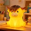 YGVQN Luce Notturna Carina Mucca delle Highlands, Lampada Touch in Silicone Morbido Ricaricabile, Dimmerabile con Timer 20 Minuti, Luce LED per Cameretta & Allattamento, Regalo per Ragazzi Ragazze