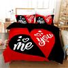 VTRXEG Copripiumino Matrimoniale Cuori 200x200cm,Set Di Biancheria Me E You Cuori Rossi Set,Incluso 1 Copripiumino E 2 Federe 50x75cm (D, 200x200cm)