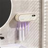 mumisuto Sterilizzatore Portaspazzolino UV, Porta Spazzolino con Sterilizzatore a Raggi UV, Portaspazzolini da Bagno con Funzione di Asciugatura e Timer, Ricaricabile USB 1800mAh (Bianco)