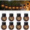 PORFOYO Lampade solari per esterni sospese con clip, 8 pezzi, fiamma tremolante, luci solari per giardini, mini lanterna solare per esterni, lampade a sospensione a energia solare per esterni, balconi, feste