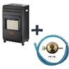 VINCO COD.71406 Stufa A Gas Con Bombola 4200W Con 3 Fuochi- Nero Opaco+Kit Montaggio Stufe, Fornelli, Cucine Gpl (Regolatore + Tubo + Fascette) 0.5 Metri