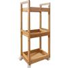 Relaxdays Carrello Relaxdays, 3 Ripiani, bambù, HxLxP: 80x30x20 cm, Bagno e Cucina, MDF, Carrello Stretto, Trolley, Naturale