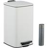 Relaxdays Pattumiera Bagno a Pedale 8 L, Cestino Interno Rimovibile, Coperchio Ammortizzato, Sacchetti Inclusi, Metallo