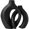 Levvohd Set di 2 vasi in ceramica con motivo a ciambella, rotondo, stile boho, moderno, stile nordico, minimalista, per decorazione moderna e alla moda, centrotavola (16 x 20 cm)