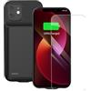 YISHDA Custodia con batteria per iPhone 13/14/13 Pro, custodia con batteria ricaricabile portatile da 13800 mAh, compatibile con iPhone 13/14/13 Pro con pellicola protettiva, nera
