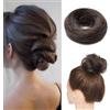 Silk-co Chignon Capelli Veri Extension Ciambella con Elastico Voluminoso Hair Bun Updo Crocchia Capelli Lisci 17g #2 Marrone Scuro