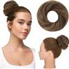 Silk-co Chignon Finto per Capelli Umani Lisci Chignon Capelli Veri con Elastico Accessori per Capello Donna Ragazza, Nero Scuro a Marrone Chiaro