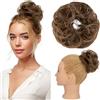Silk-co Chignon Finto per Capelli Umani Ricci Chignon Capelli Veri con Elastico Accessori per Capello Donna Ragazza, Marrone Scuro a Chiaro
