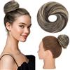 Silk-co Chignon Finto per Capelli Umani Lisci Chignon Capelli Veri con Elastico Accessori per Capello Donna Ragazza, Nero Scuro a Biondo Sbiancante