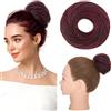 Silk-co Chignon Finto per Capelli Umani Lisci Chignon Capelli Veri con Elastico Accessori per Capello Donna Ragazza, Nero Scuro a Vino Rosso