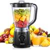 Reemix Frullatore da 500 W, 1,5 l, con 2 velocità e funzione di impulso, coltello in acciaio inox, coperchio rimovibile con misurino, bicchiere miscelatore lavabile in lavastoviglie per frullati e frullati