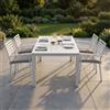 MIlani Home DEXTER - set tavolo in alluminio cm 160/240 x 90 x 75 h con 4 poltrone Dexter
