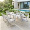 Milani Home DEXTER - set tavolo in alluminio cm 160/240 x 90 x 75 h con 8 sedie Dexter