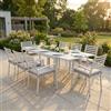 MIlani Home DEXTER - set tavolo in alluminio cm 160/240 x 90 x 75 h con 8 poltrone Dexter