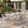 Milani Home DEXTER - set tavolo in alluminio cm 160/240 x 90 x 75 h con 6 sedie Dexter