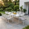 MIlani Home DEXTER - set tavolo in alluminio cm 200/300 x 100 x 74 h con 8 sedie e 2 poltrone Dexter
