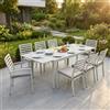 MIlani Home DEXTER - set tavolo in alluminio cm 160/240 x 90 x 75 h con 6 sedie e 2 poltrone Dexter