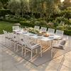 MIlani Home DEXTER - set tavolo in alluminio cm 200/300 x 100 x 74 h con 10 poltrone Dexter