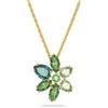 Swarovski Gema Collana Pendente, con Cristalli Swarovski a Taglio Misto, Motivo Floreale, Placcata in Tonalità Oro, Verde