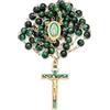 Mondo Cattolico - Rosario Cattolico della Vergine Miracolosa con Vetro Variegato su una Catena in Ottone Placcato Oro (Verde)