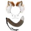 EHDWXVZM 1 fascia per orecchie di gatto, 1 coda, copricapo di gatto, ciondolo con coda di peluche, accessori per costumi, set di costumi per gatti