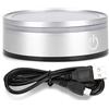 Focket Base luminosa a led in supporto per base per display in rotante a luce colorata con interruttore tattile sensibile per gioielli in 3D con sfera in vetro (argento)