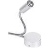 FTVOGUE Lampada da lettura a parete con luce flessibile a collo di cigno Lampada da letto a luce bianca calda/fredda AC85-265V 1W / 3W(warm white(3500k)-1W)
