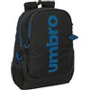 safta UMBRO JET BLACK - Zaino scuola per bambini, ideale per bambini di diverse età, comodo e versatile, qualità e resistenza, 32 x 16 x 44 cm, Nero, M, Casual