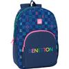 safta BENETTON DAMERO - Zaino da scuola, adattabile, ideale per bambini di diverse età, comodo e versatile, qualità e resistenza, Blu navy, M, Casual