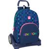 safta BENETTON DAMERO - Zaino scuola con carrello Evolution incluso, ideale per bambini di diverse età, comodo e versatile, qualità e resistenza, Blu navy, M, Casual