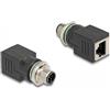 DELOCK M12 Adapter A-kodiert 8 Pin Stecker zu RJ45 Bu gerade