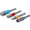 BGS technic Set di adattatori per trapani | colorati | azionamento esagono esterno 6,3 mm (1/4") | uscita quadra esterna 6,3 mm (1/4"), 10 mm (3/8"), 12,5 mm (1/2"), esagono interno 6,3 mm (1/4") | 4 pz.
