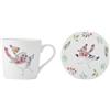 Mikasa Tipperleyhill, Set con tazza e sottobicchiere con pettirosso in ceramica, 380 ml, in confezione regalo