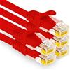 1aTTack.de - 5 cavi di rete Cat7 da 1,5 m, Cat.7 Ethernet, cavo patch Lan & Cat 7 per la massima velocità Internet e collega tutti i dispositivi con presa RJ 45 rosso