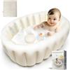 Adoraland Vaschetta Bagnetto Neonato, Vasca da Bagno pieghevole, Vaschetta Bagnetto Gonfiabile da Viaggioper Bambini Neonati Senza Pompa ad Aria, Antiscivolo Gonfiabile Vasca da Bagno da 0 a 24 Mesi,Beige